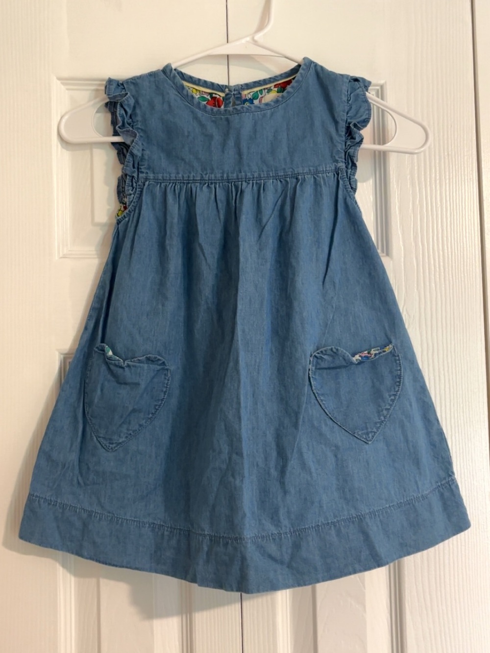 Mini Boden Light Blue Denim Heart Pocket Dress